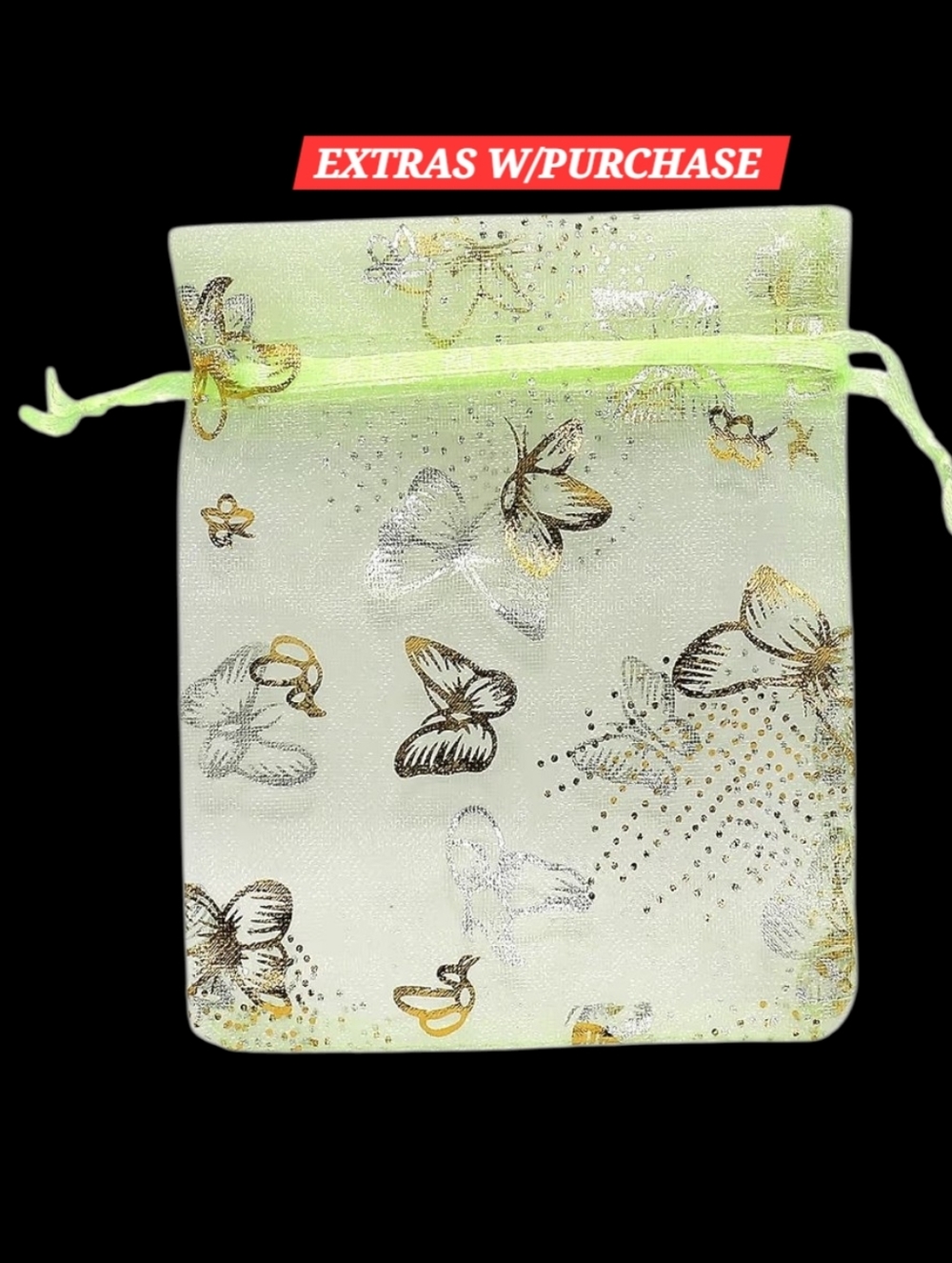 20ct. Organza Gift Bags W/Gold Silver Butterflies/Light Green 4x4.7 🦋LAST ONE - Picture 7 of 7